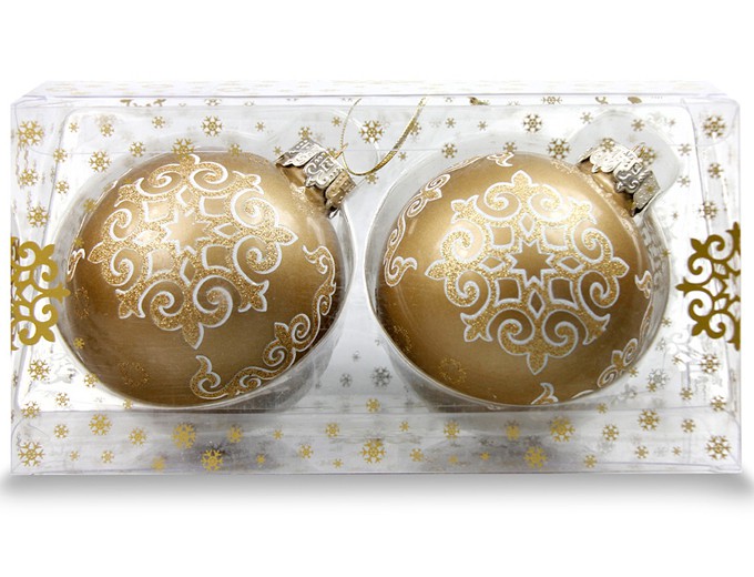 Набор из двух шаров с золотым орнаментом