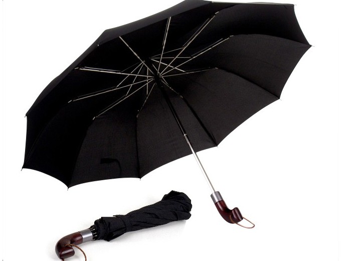 Зонт складной с деревянным держателем (23